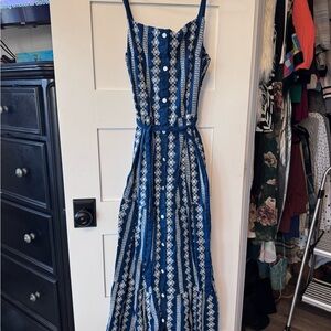 Kiel James Patrick Navy and White Patterned Maxi Dress